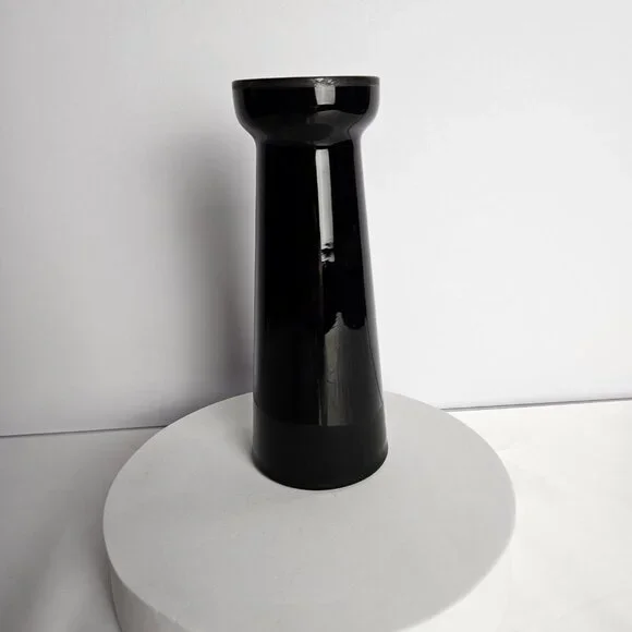 Czechoslovakian Pottery Vase Black Hand-Etched Bird Motif Gloss Finish 6.5"t - Picture 14 of 16